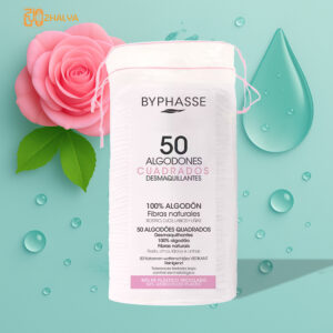 پد  50 عددی مربعی آرایش پاک کن 100% پنبه خالص cotton بایفاس Byphasse (اصلی)