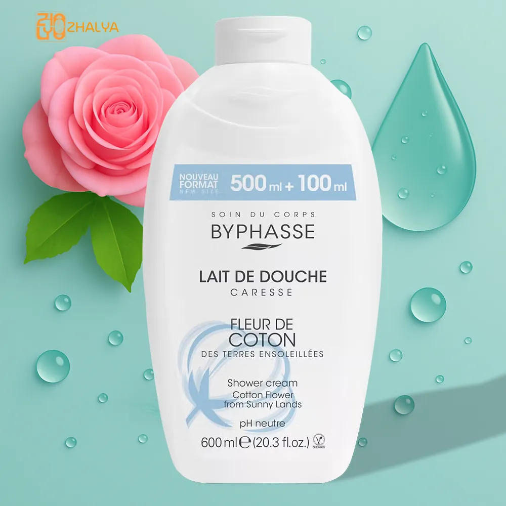 شامپو بدن کرمدار بایفاس Byphasse رایحه گل پنبه حجم 600 میل